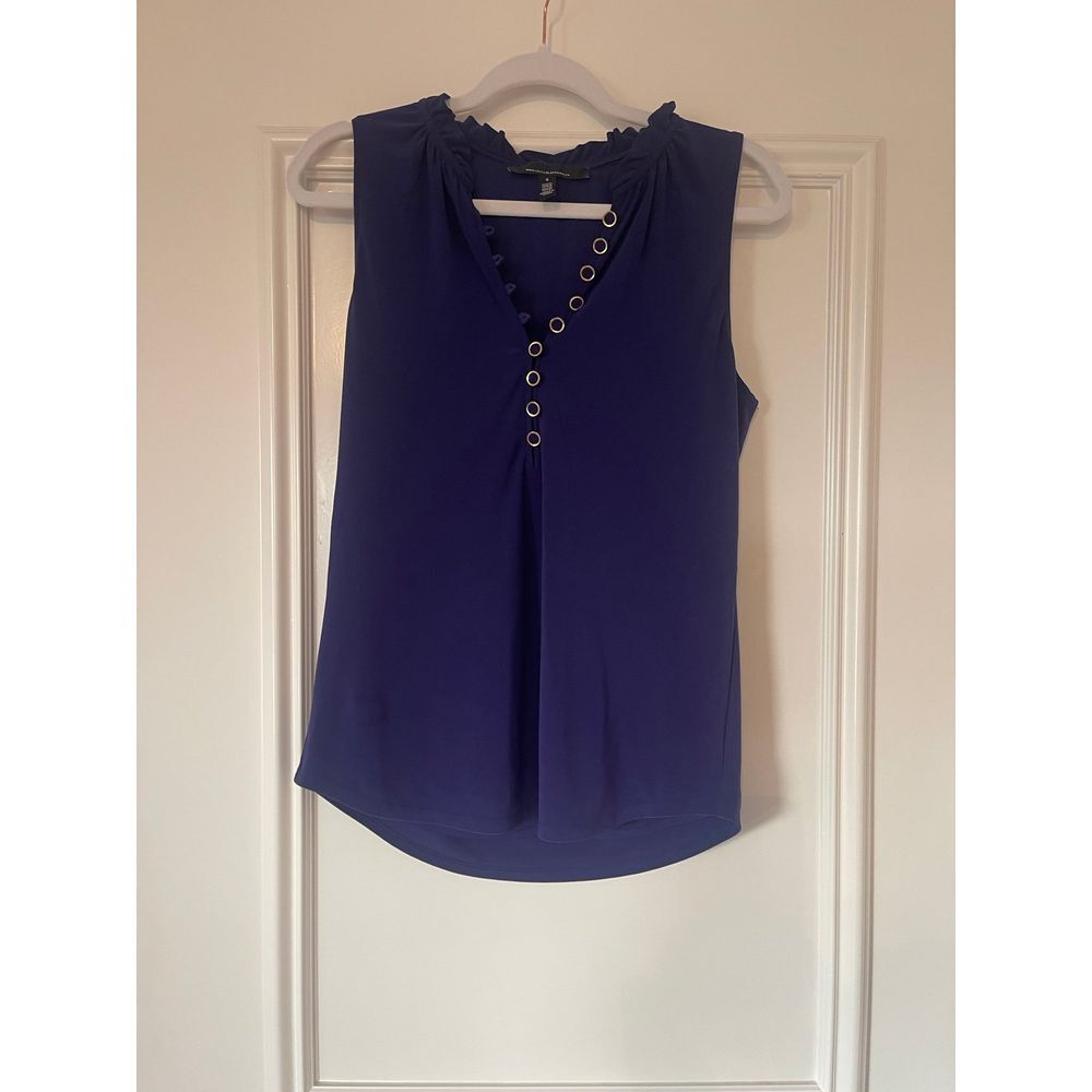 White House Black Market matte‎ jersey button-front tank